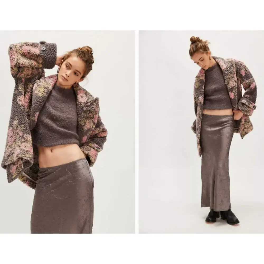 Free People Bali Sweet Attractions Sherpa Trench Coat Floral Sz Small NWT - Picture 6 of 11